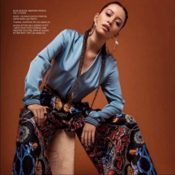 Alice+Olivia Printed Duchesse Satin Wide-Leg Pants - Picture 2 of 13